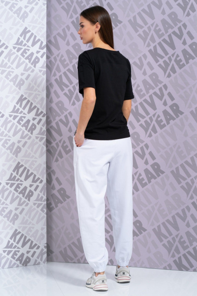 Черная футболка с длиным рукавом и цифровым принтом для стиля Casual Kivviwear 4026.145 - фото 8