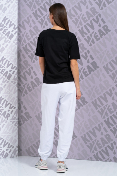 Черная футболка с длиным рукавом и цифровым принтом для стиля Casual Kivviwear 4026.145 - фото 7