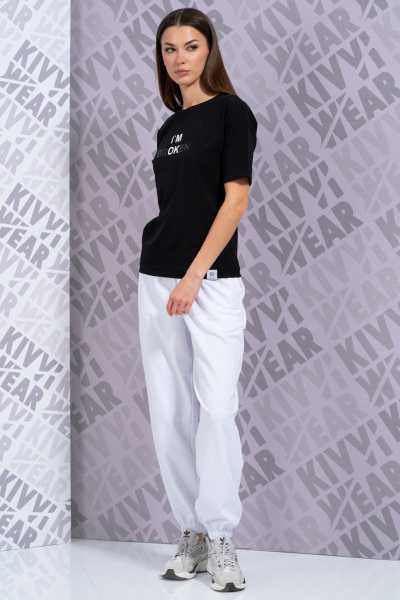 Черная футболка с длиным рукавом и цифровым принтом для стиля Casual Kivviwear 4026.145 - фото 4