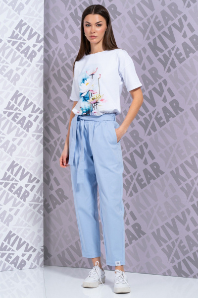 Белая футболка с удлиненным рукавом и завышенной горловиной Kivviwear 4026.146 - фото 7