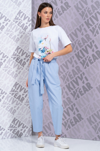 Белая футболка с удлиненным рукавом и завышенной горловиной Kivviwear 4026.146 - фото 5