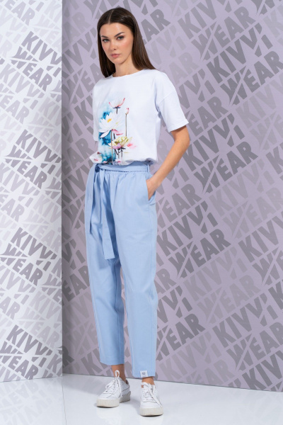 Белая футболка с удлиненным рукавом и завышенной горловиной Kivviwear 4026.146 - фото 4