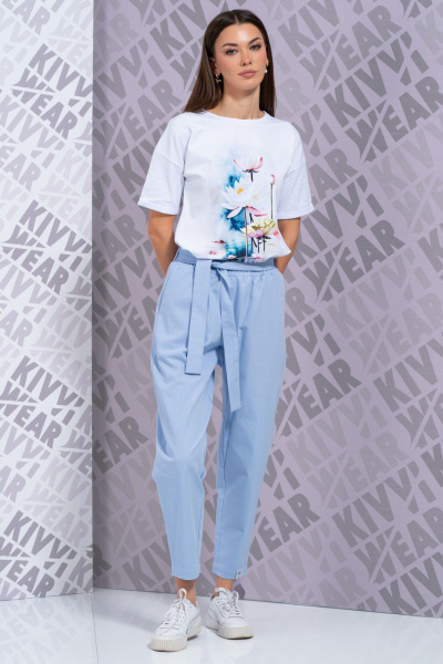 Белая футболка с удлиненным рукавом и завышенной горловиной Kivviwear 4026.146 - фото 3