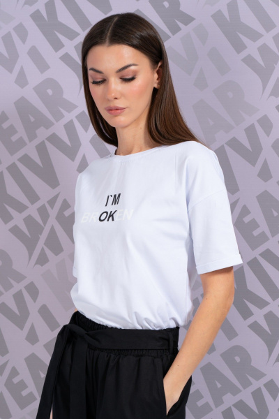 Белая футболка с длинным рукавом и принтом для повседневного стиля Kivviwear 4026.148 - фото 9