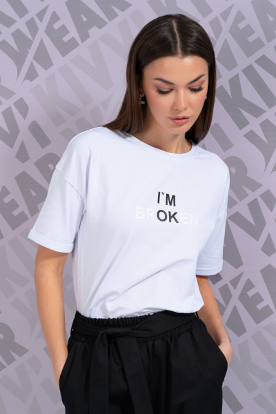 Белая футболка с длинным рукавом и принтом для повседневного стиля Kivviwear 4026.148 - фото 1