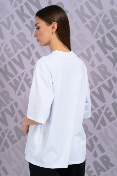 Летняя белая футболка с укороченным рукавом и высокой горловиной Kivviwear 4034.55 - фото 11