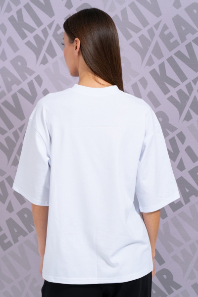 Летняя белая футболка с укороченным рукавом и высокой горловиной Kivviwear 4034.55 - фото 10