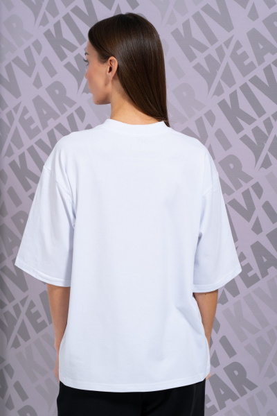 Летняя белая футболка с длинным рукавом и высокой горловиной Kivviwear 4034.56 - фото 5
