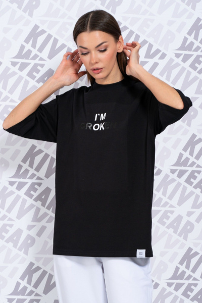 Летняя футболка из хлопка с удлиненным рукавом и высокой горловиной Kivviwear 4034.57 - фото 14