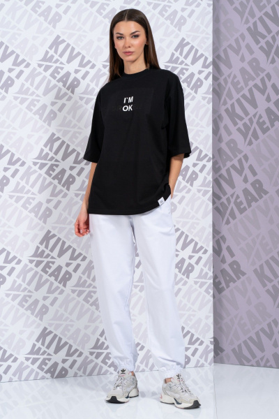 Летняя футболка из хлопка с удлиненным рукавом и высокой горловиной Kivviwear 4034.57 - фото 3