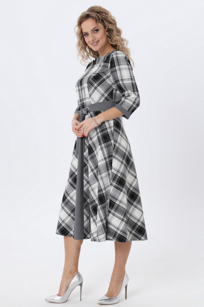 Классическое клетчатое платье с поясом для делового образа Angelina & Сompany 980 - фото 11