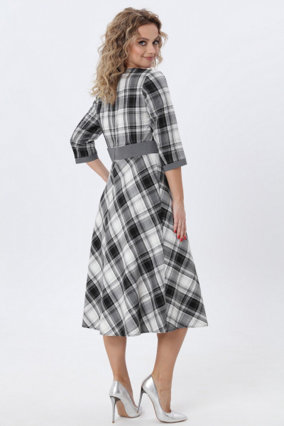 Классическое клетчатое платье с поясом для делового образа Angelina & Сompany 980 - фото 6