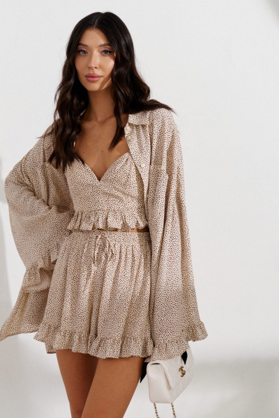 Шорты с принтом сердечки из струящейся вискозы ANNETE A1189 - фото 3