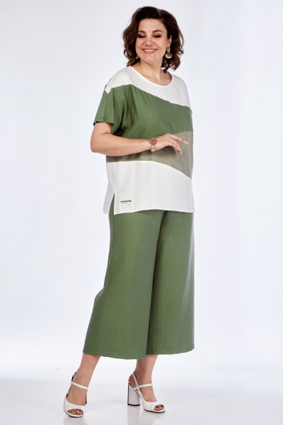 Блуза, кюлоты Диомант 1850 олива - фото 2