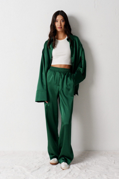 Брюки из атласа с разрезами и карманами ANNETE A1193 - фото 1