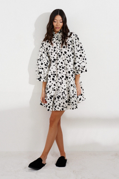 Платье свободного кроя из хлопка с воланом и сборкой ANNETE A3517 - фото 4