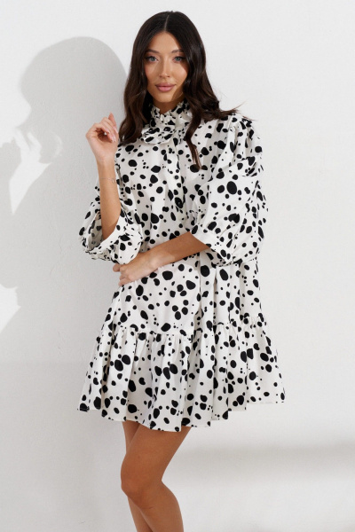 Платье свободного кроя из хлопка с воланом и сборкой ANNETE A3517 - фото 2