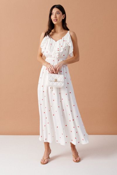 Летний сарафан с ягодным принтом, отрезной силуэт и регулируемые бретели ANNETE A3532 - фото 3