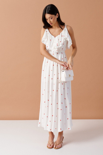 Летний сарафан с ягодным принтом, отрезной силуэт и регулируемые бретели ANNETE A3532 - фото 2