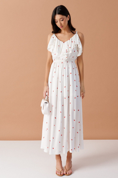 Летний сарафан с ягодным принтом, отрезной силуэт и регулируемые бретели ANNETE A3532 - фото 1