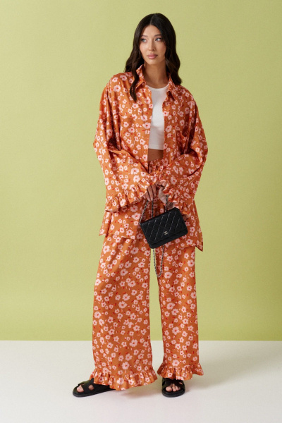 Демисезонный комплект из брюки и рубашки с цветочным принтом ANNETE A4194 - фото 5