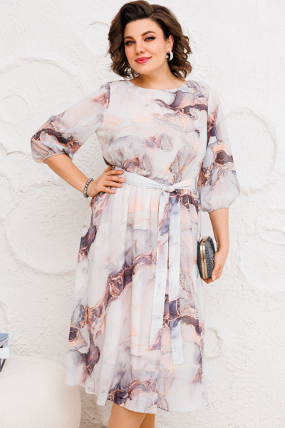 Платье из шифона с принтом, полуприлегающий крой, длина миди AGATTI 5249 - фото 4