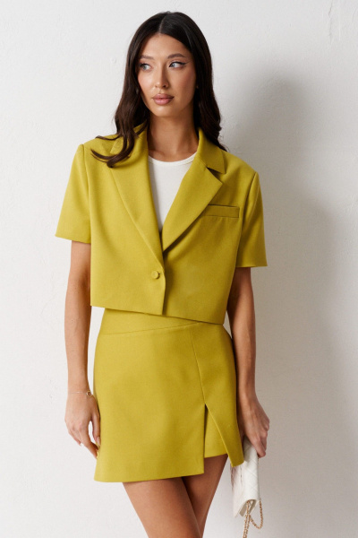 Желтый жакет из текстиля на каждый день ANNETE A5290 - фото 2