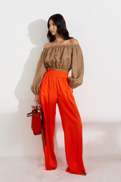 Коричневая демисезонная рубашка из текстиля ANNETE A867 - фото 2