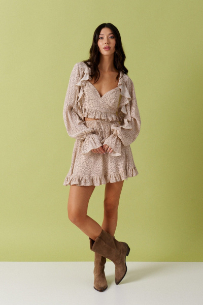 Демисезонная блуза с принтом сердечек и завязками ANNETE A882 - фото 2