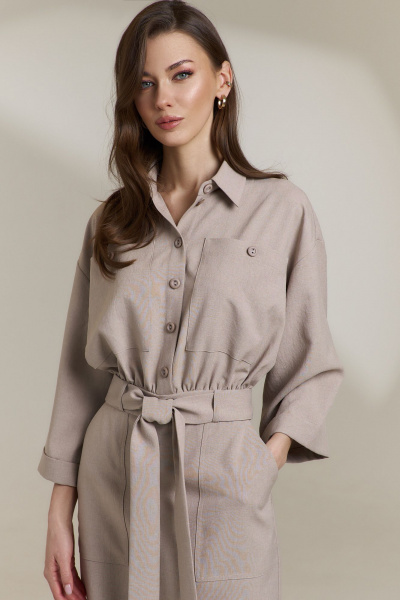 Платье DILIA 0841 бежевый - фото 3