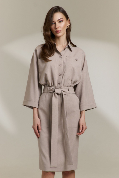 Платье DILIA 0841 бежевый - фото 2