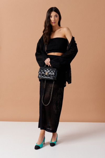 Полупрозрачная рубашка из ажурного полотна с разрезом ANNETE A897 - фото 1