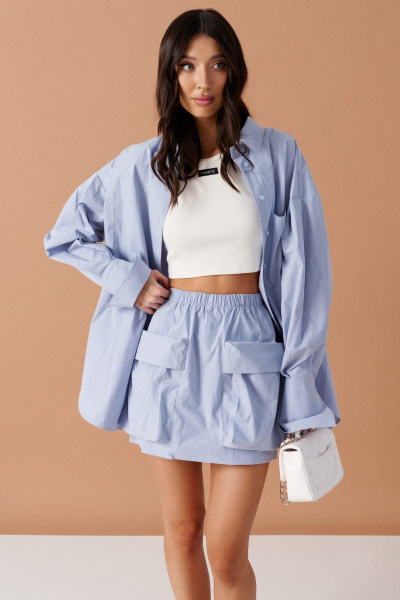 Рубашка с отложным воротником из текстиля и хлопка ANNETE A898 - фото 6