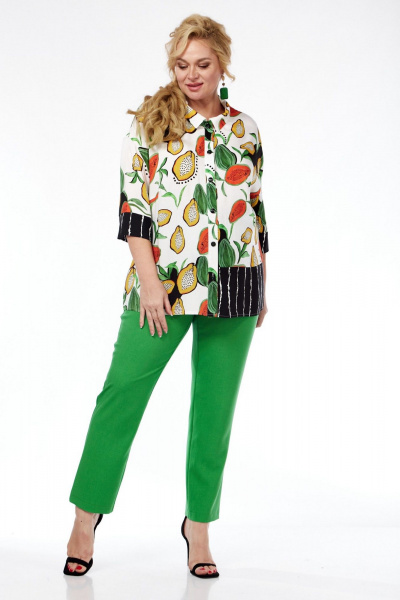 Летний комплект брюки и рубашка из вискозы с зауженным кроем Grace for you 241 - фото 1
