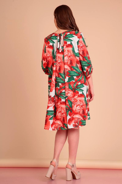 Демисезонное платье длины 98 см из текстиля Liona Style 627 пион - фото 2