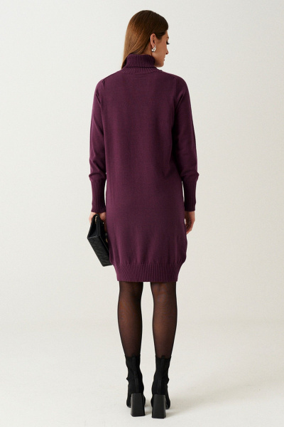 Платье свободного кроя из трикотажа с резинкой Ketty К-16280 слива - фото 6