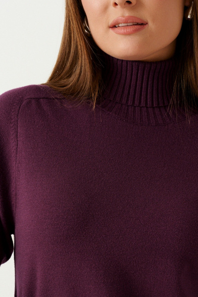 Платье свободного кроя из трикотажа с резинкой Ketty К-16280 слива - фото 5