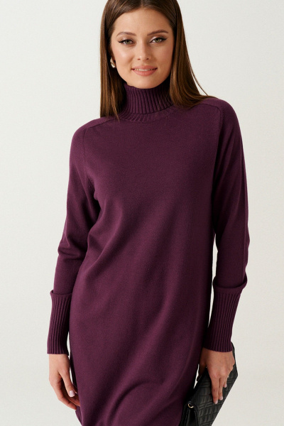 Платье свободного кроя из трикотажа с резинкой Ketty К-16280 слива - фото 4