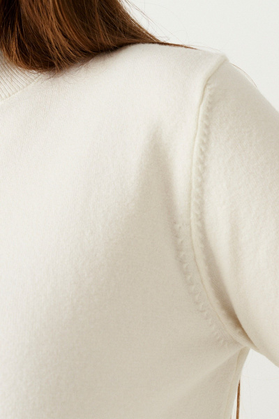 Джемпер базовый с горловиной из трикотажа на каждый день Ketty К-16340 молоко - фото 4