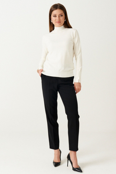 Джемпер базовый с горловиной из трикотажа на каждый день Ketty К-16340 молоко - фото 2