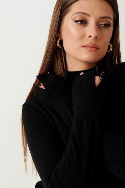 Джемпер черный классический из трикотажа для повседневности Ketty К-16340 черный - фото 4