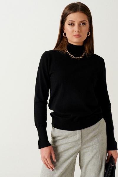 Джемпер черный классический из трикотажа для повседневности Ketty К-16340 черный - фото 3