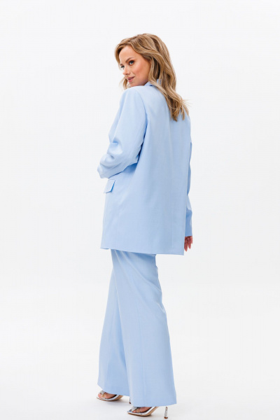 Костюм-тройка из костюмной ткани с жакетом, жилетом и брюками Mubliz 173 голубой - фото 14