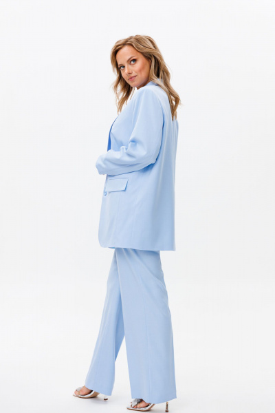 Костюм-тройка из костюмной ткани с жакетом, жилетом и брюками Mubliz 173 голубой - фото 2
