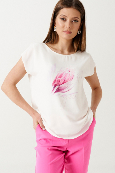 Блуза прямого силуэта из струящейся ткани с принтом Ketty К-11543 - фото 1