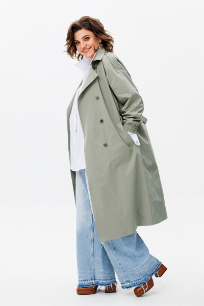 Тренч Anelli 1419 зеленая_дымка - фото 7