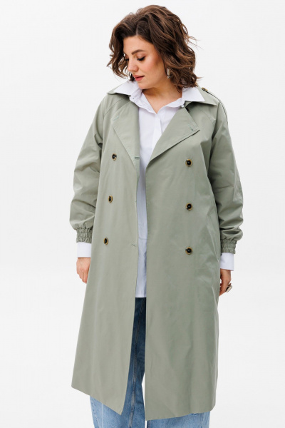 Тренч Anelli 1419 зеленая_дымка - фото 6