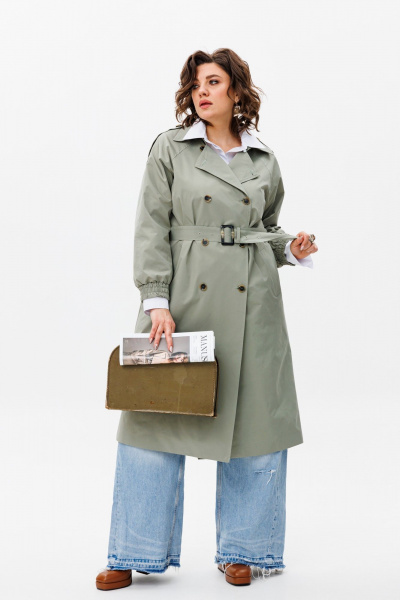 Тренч Anelli 1419 зеленая_дымка - фото 3