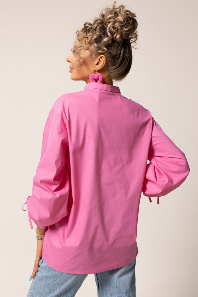 Блуза прямого силуэта с воротником-стойкой и сборками на рукавах Golden Valley 2320 розовый - фото 2