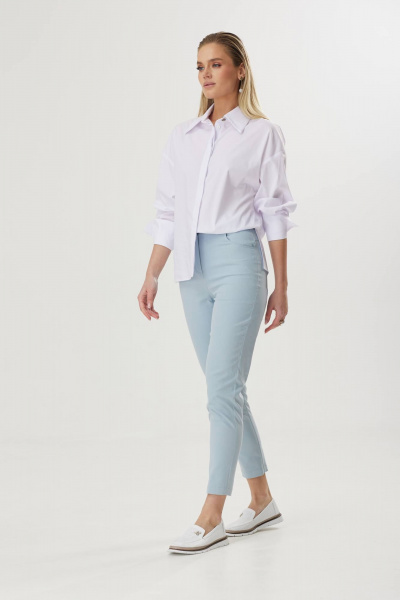 Летние брюки прямого силуэта из натурального хлопка для жарких дней Твой имидж 1771 голубой - фото 3